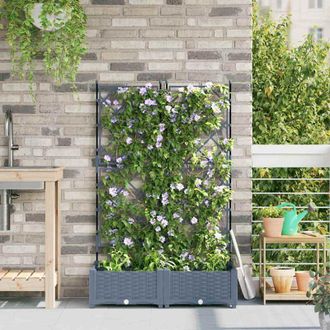 vidaXL Garden Planter with Trellis Light grey 80 x 40 x 125.5 cm pp Vidaxl