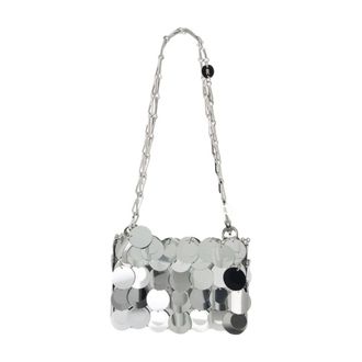 Paco Rabanne Shoulder Bags, female, Gray, ONE SIZE, Silver Nano Purse with Shoulder Strap