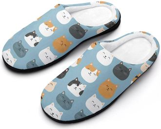 Generic Cute Cat Womens Slippers Warm House Slippers Indoor House Shoes with Anti-Skid Rubber Sole