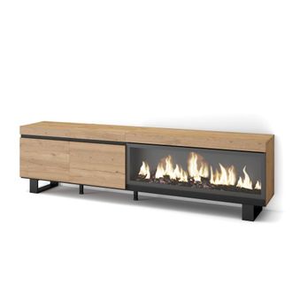 Skraut Home Skraut Home - Mueble Tv, Televisi&oacute;n, Muebles De Sal&oacute;n, Almacenaje, 210, Para Tv Hasta 80, Chimenea El&eacute;ctrica Xxl, Dise&ntilde;o Industrial, Estilo Moderno, R