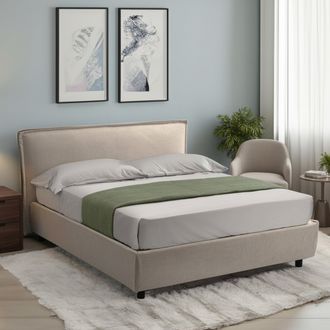 Dmora Cama Franc&eacute;s Broni, Colch&oacute;n Incluido, Desenfundable Hecho En Italia, Con Caj&oacute;n, Gris Tortora