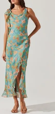 ASTR the Label Isabelle Floral Slipdress in Blue Orange Floral at Nordstrom Rack, Size X-Small