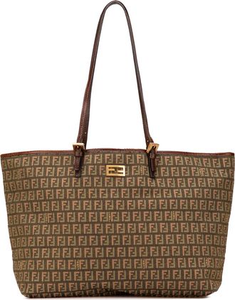 Fendi Pre-owned Womens Ff Logo Canvas Tote Bag - Tan Textile - One Size