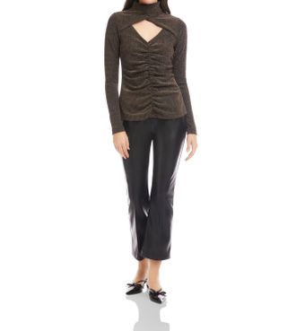 Fifteen Twenty Adina Crossover Turtleneck Top In Gold