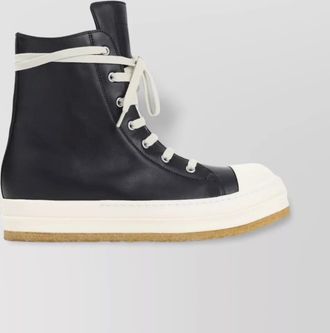 Rick Owens high-top leather sneakers with white toe cap