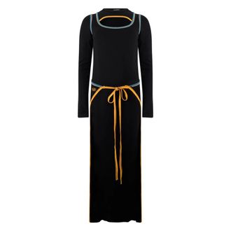 Diesel Maxi Dresses, female, Black, Size: S Long Dress with Cord Belt