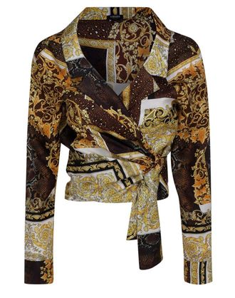 Versace Mixed Print Silk Blouse Size S