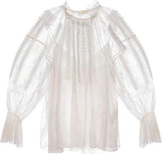 Chlo&eacute; Chantilly Lace White Blouse Size S