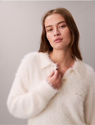 Calvin Klein Jeans Calvin Klein Womens Soft Polo Relaxed Sweater - Neutral - M