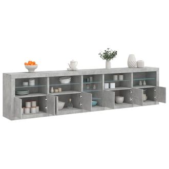 Berkfield Home Sideboard with LED Lights Concrete Grey 283x37x67 cm | Size: 283 x 37 x 67 cm