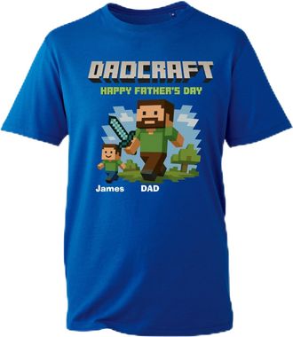 Generic DadCraft Personalized Dad T-Shirt - Personalized Kid Name Gamer (Royal, XL Years)