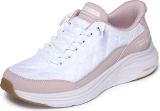 Skechers Womens Contour Foam Sneaker, White Mesh/Lavender Duraleather/Leather/Trim, 5 UK