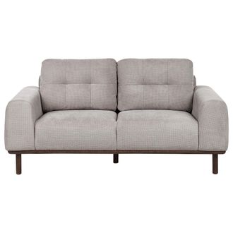 Beliani Sof&aacute; De 2 Plazas De Tela Sala De Estar De Estilo Moderno Patas De Madera Oscura Gris Claro Laurila