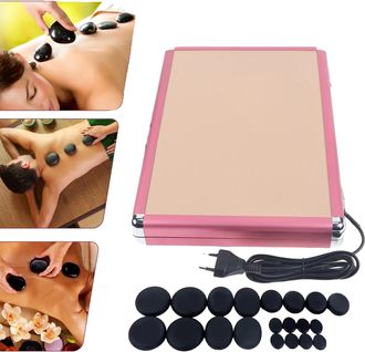 OEM Juego De Piedras Calientes De Basalto, Caja De Calentamiento Port&aacute;til, Ideal Para Tratamientos De Masaje, Negro Natural, M