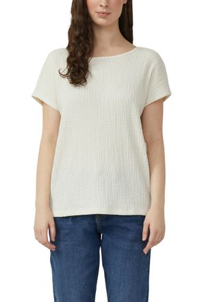 s.Oliver T-Shirt S.OLIVER, Damen, Gr. 34, sanftes wei&szlig;, Strick, Obermaterial: 96% Polyester, 4% Elasthan, Strukturmuster, relaxed fit normal, U-Boot-Ausschnitt