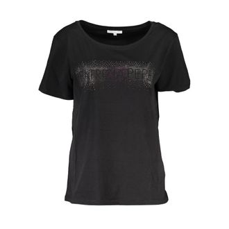 Patrizia Pepe Patrizia Pepe Womens Rhinestone Embellished Tshirt - Black Cotton - Size X-Small