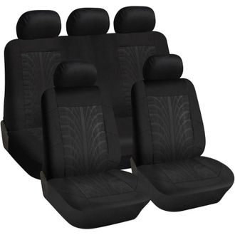 OEM Funda Asiento Coche - Universal - Negro Rayado - Para Asientos Delanteros Y Traseros - Juego Completo 5 Piezas