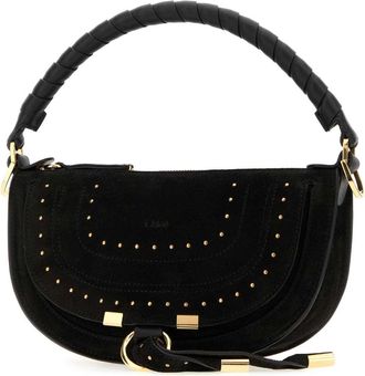 Chlo&eacute; Womens Black Suede Mini Marcie Shoulder Bag Borse A Tracolla