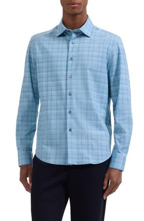Bugatchi Jimmy OoohCotton Plaid Button-Up Shirt in Teal at Nordstrom, Size Xx-Large