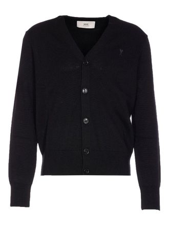 Ami v Neck Cardigan With Ami de Coeur