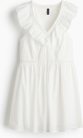 H&M Baumwollkleid mit Volants - White