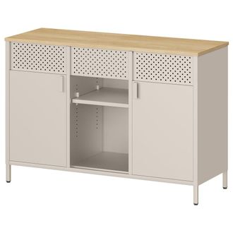 Songmics Armario de almacenamiento con puertas dobles de color roble