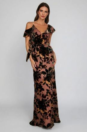 Six Stories Floral Devore Strappy Dress in Turquoise at Nordstrom, Size 8