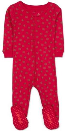 Leveret Footed Printed Cotton Pajamas, Animal, Holiday & Fun Prints in Snowflake at Nordstrom, Size 18-24M