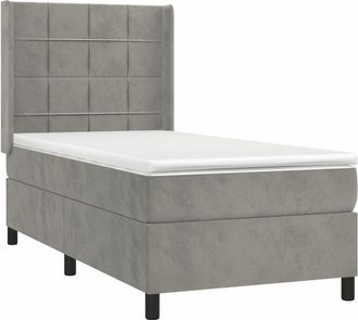 vidaXL Vidaxl - Cama Box Spring Con Colch&oacute;n Terciopelo Gris Claro 100x200 Cm