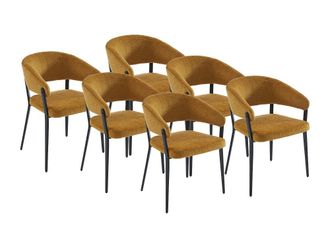 VENTE-UNIQUE.COM Set de 6 sillas tela mostaza