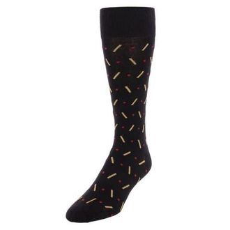 Trafalgar Store Jevin Dot and Dash Mid-Calf Combed Cotton Dress Socks in Black at Nordstrom