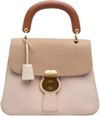 Burberry Pre-owned Dk 88 Satchel - Dames - Vintage Handtas - Beige - ONE Size - Leer - Vintage