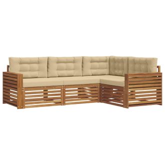 vidaXL Conjunto De Sof&aacute;s De Exterior Con Coj&iacute;n 4 Pcs Natural Y Beige Vidaxl
