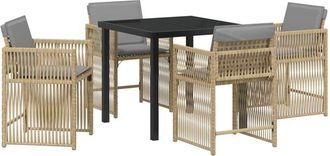 vidaXL Garden Dining Set 5 pcs Beige Poly Rattan Vidaxl