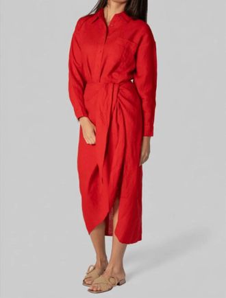 Apiece Apart Alessandra Sarong Shirt Dress In Red