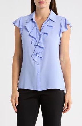Calvin Klein Ruffle Cap Sleeve Top in Spring Mist at Nordstrom Rack, Size X-Large