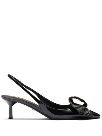 Prada 55 mm gro&szlig;e, mit Kristallen verzierte Slingback-Pumps