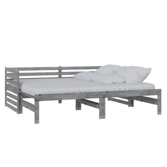 Berkfield Home Pull-out Day Bed Grey Solid Pinewood 2x(90x200) cm