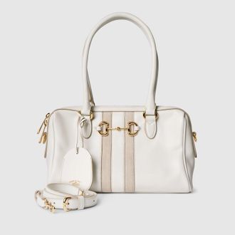 Gucci Borsetto Medium Boston Bag, White, Leather