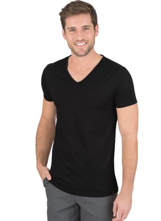 Trigema T-Shirt TRIGEMA TRIGEMA V-Shirt Slim Fit, Herren, Gr. XXL, schwarz, 100% Baumwolle, Basic, Shirts T-Shirt