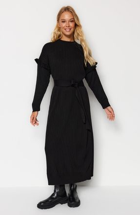 Trendyol Modest Dames Zwart Maxi Lang Casual Recht Modest Jurken