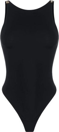 Elisabetta Franchi Cr&ecirc;pe Jersey Bodysuit met Juweel Detail - Dames - Bodies - Zwart - L - Tops