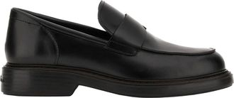 Hogan H704 Loafers in Nero Calfskin with Rubber Sole