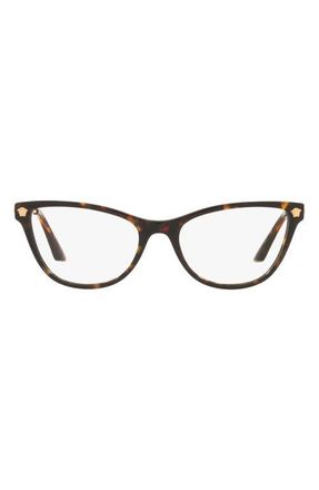 Versace 54mm Cat Eye Optical Glasses in Havana at Nordstrom
