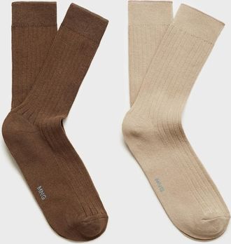 Mango Pack 2 calzini cotone coste beige - Uomo - 40-42 - MANGO MAN