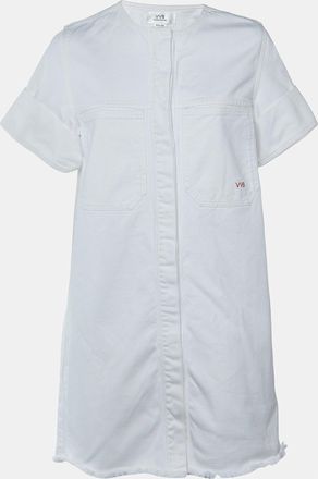 Victoria Beckham White Denim Button Front Mini Dress