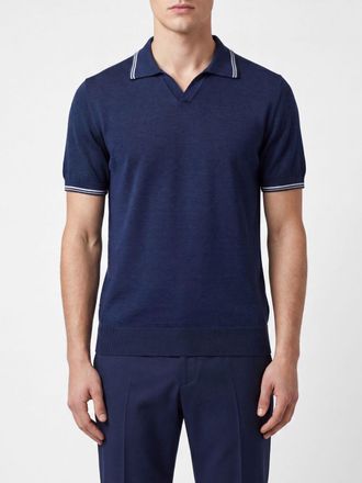 Fedeli Polo in maglia a maniche corte in cashmere e seta con profili a contrasto