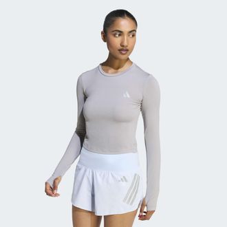 adidas Laufshirt ADIDAS PERFORMANCE ADI365 RUNNING ESSENTIALS LONGSLEEVE, Damen, Gr. XXL, medium grau heather, Obermaterial: 88% Polyester, 12% Elasthan, Run