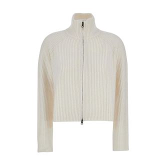 Lisa Yang Cashmere Knitwear, female, White, Size: M Sadie Zip Sweater