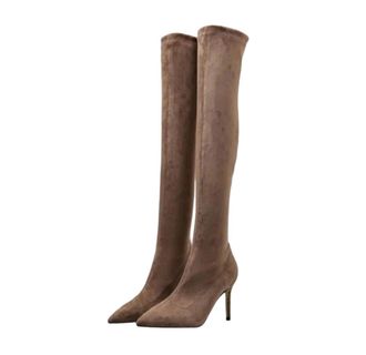 Generic Womens Over The Knee Tassel Stiletto Knee High Stretch Boots Pointed Toe Shoes